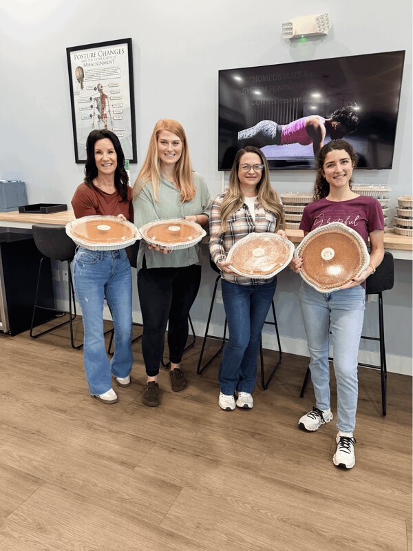 Experience Health & Wellness Center staff with donated Thanksgiving pies