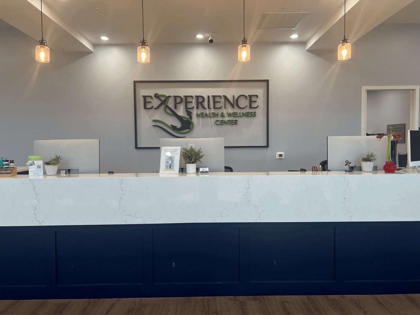 The front desk at Experience Health & Wellness Center in Cape Coral